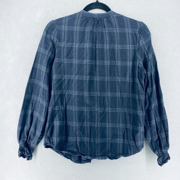 Faherty Flannel Shirt Womens S Gray Organic Cotton Button Up Costal Cowgirl - Picture 6 of 11